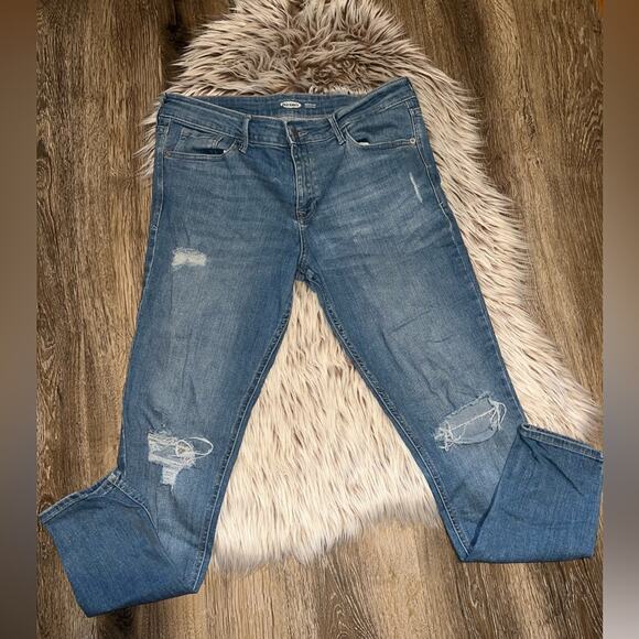 Old Navy Denim - Old navy rock star super skinny distressed blue jeans